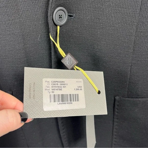Canali Travel Knit Solid Black Sportcoat Suit Jacket Blazer Size 42 NWT